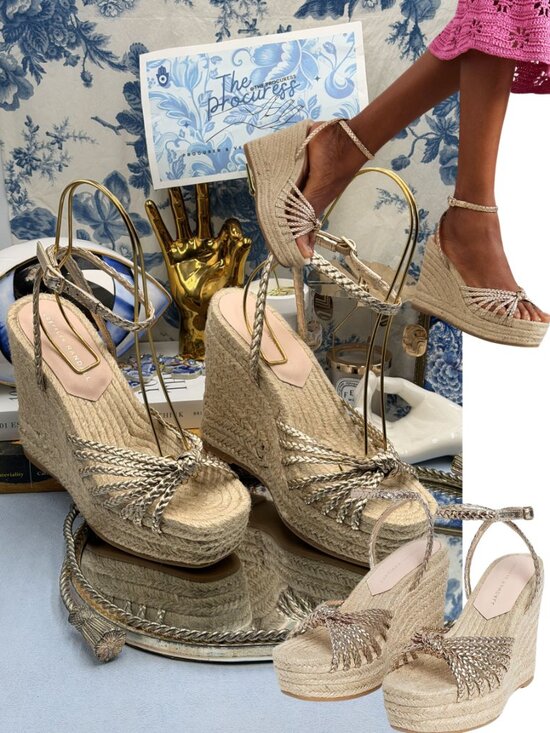 Loeffler Randall Shoes - 🆕 LOEFFLER RANDALL 🧿 NWOB Pamela Mignon Pale Gold Metallic Leather Wedge, Sz 7